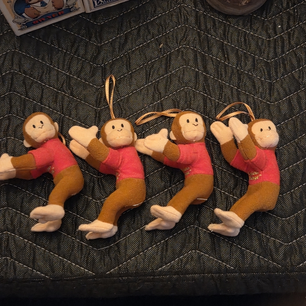 EUC VTG Set Of 4 Curious George Christmas Ornaments